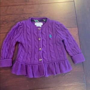 Baby Girl Ralph Lauren Cable Peplum Cardigan